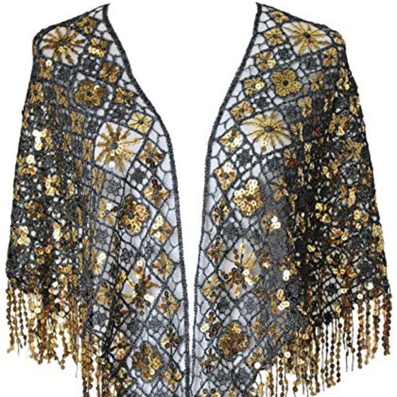 Alivila.Y Fashion Accessories - Triangle Ruffle Sequins Wedding/Evening Shawl